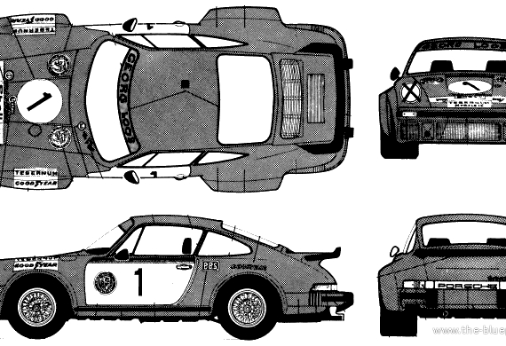 Porsche 934 Turbo RSR - Порше - чертежи, габариты, рисунки автомобиля