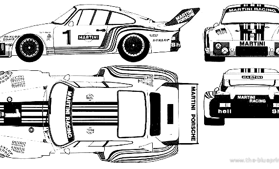 Porsche 935 - Порше - чертежи, габариты, рисунки автомобиля