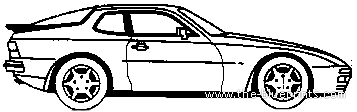 Porsche 944 - Порше - чертежи, габариты, рисунки автомобиля