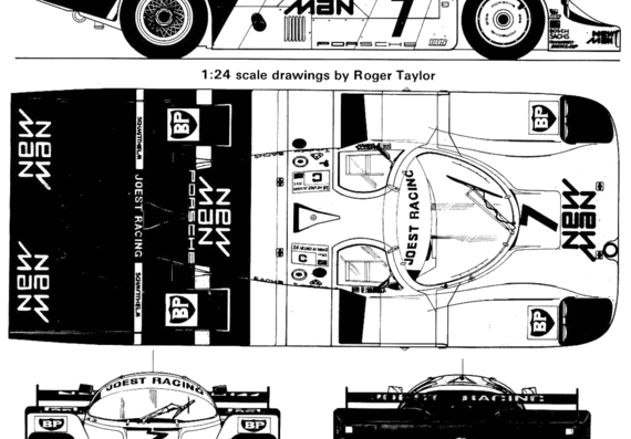 Porsche 956 B - Порше - чертежи, габариты, рисунки автомобиля