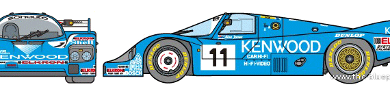 Porsche 956 Le Mans (1984) - Порше - чертежи, габариты, рисунки автомобиля
