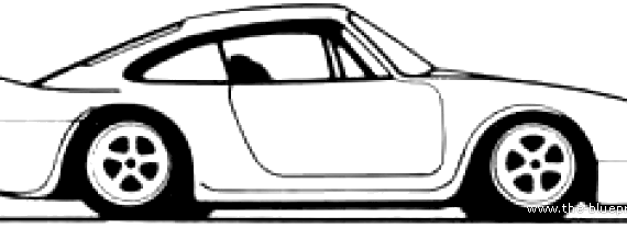 Porsche 959 (1988) - Порше - чертежи, габариты, рисунки автомобиля