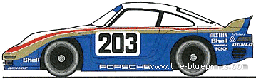 Porsche 961 LM (1986) - Порше - чертежи, габариты, рисунки автомобиля