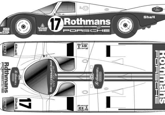 Porsche 962C - Порше - чертежи, габариты, рисунки автомобиля