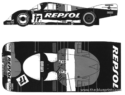 Porsche 962C LeMans Repsol (1989) - Porsche - drawings, dimensions, pictures of the car