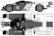 Porsche 962 (1983) - Порше - чертежи, габариты, рисунки автомобиля