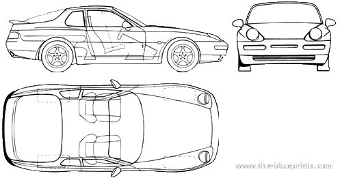 Porsche 968 (1992) - Порше - чертежи, габариты, рисунки автомобиля