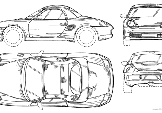 Porsche Boxster Closed - Порше - чертежи, габариты, рисунки автомобиля