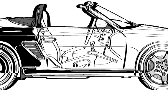 Porsche Boxster S (2005) - Порше - чертежи, габариты, рисунки автомобиля
