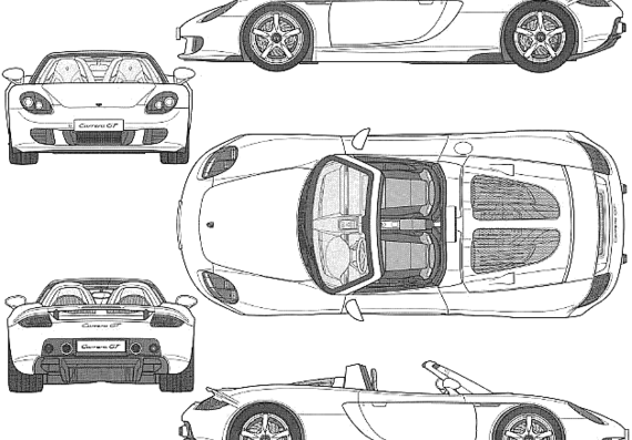 Porsche Carrera GT (2003) - Порше - чертежи, габариты, рисунки автомобиля