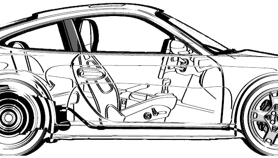 Porsche Carrera S Coupe (2005) - Порше - чертежи, габариты, рисунки автомобиля