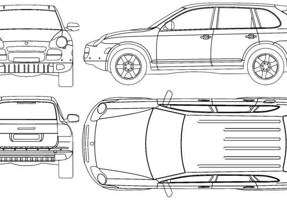 Porsche Cayenne (2008) - Порше - чертежи, габариты, рисунки автомобиля