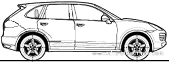 Porsche Cayenne Hybrid (2010) - Порше - чертежи, габариты, рисунки автомобиля