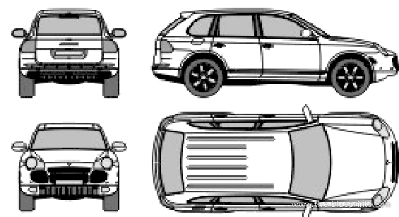 Porsche Cayenne Turbo (955) (2005) - Порше - чертежи, габариты, рисунки автомобиля
