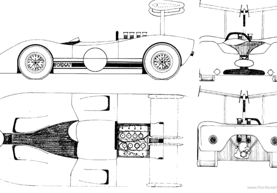 Porsche G7A - Порше - чертежи, габариты, рисунки автомобиля