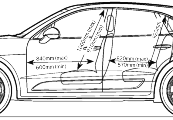 Porsche Macan S (2014) - Порше - чертежи, габариты, рисунки автомобиля