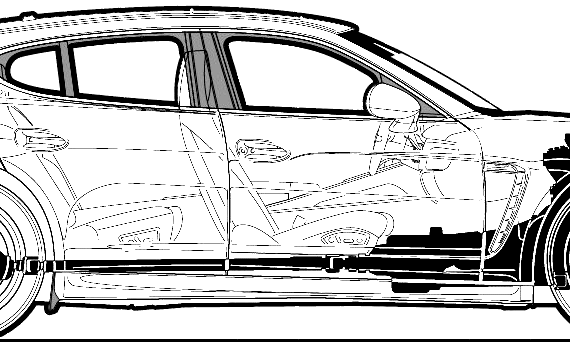 Porsche Panamera Turbo (2010) - Порше - чертежи, габариты, рисунки автомобиля