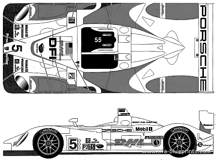 Porsche RS Spyder Penske Alms (2008) - Порше - чертежи, габариты, рисунки автомобиля