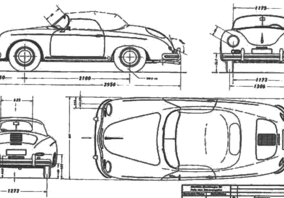 Porsche Speedster 356 - Порше - чертежи, габариты, рисунки автомобиля
