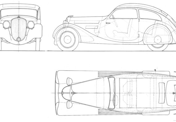 Porsche Wanderer Reutter - Порше - чертежи, габариты, рисунки автомобиля