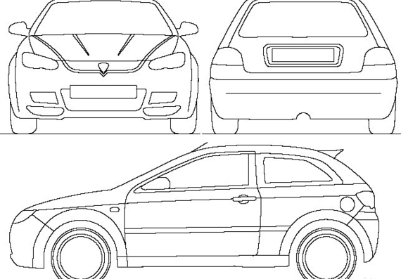 Proton Satria Neo (2007) - Разные автомобили - чертежи, габариты, рисунки автомобиля