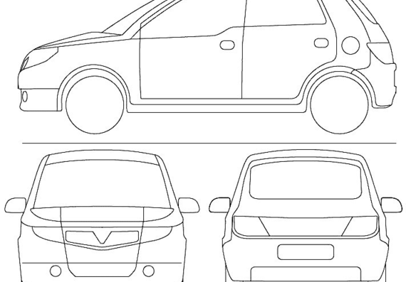 Proton Savvy (2007) - Разные автомобили - чертежи, габариты, рисунки автомобиля