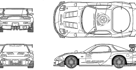 RE Amemiya mu-7 SPL - Мазда - чертежи, габариты, рисунки автомобиля