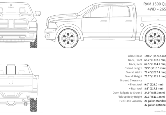 Ram 1500 QuadCab - Dodge - drawings, dimensions, pictures of the car