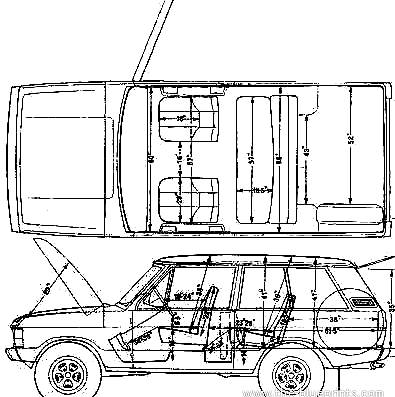 Range Rover 3500 V8 (1970) - Рендж Ровер - чертежи, габариты, рисунки автомобиля