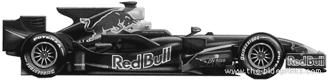 Red Bull Renault RB4 F1 GP (2008) - Рено - чертежи, габариты, рисунки автомобиля