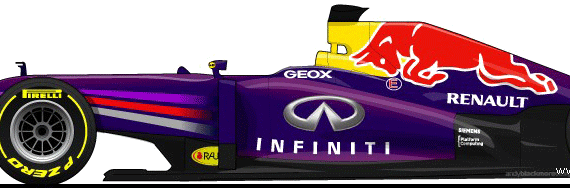 Red Bull Renault RB9 F1 GP (2013) - Разные автомобили - чертежи, габариты, рисунки автомобиля
