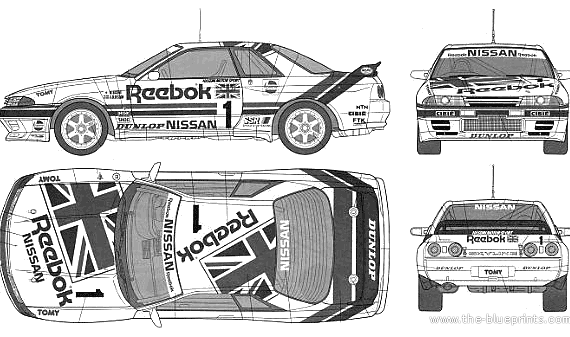 Reebok Skyline GT-R Gr.A - Ниссан - чертежи, габариты, рисунки автомобиля