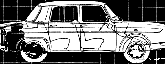 Renault 10 1100 Automatic (1966) - Рено - чертежи, габариты, рисунки автомобиля