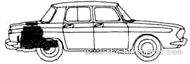 Renault 10 (1971) - Рено - чертежи, габариты, рисунки автомобиля