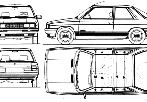 Renault 11 Turbo - Рено - чертежи, габариты, рисунки автомобиля