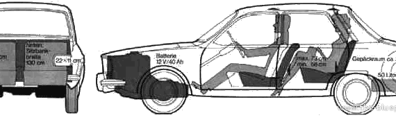 Renault 12TL (1970) - Рено - чертежи, габариты, рисунки автомобиля