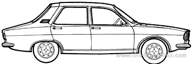 Renault 12TS (1976) - Рено - чертежи, габариты, рисунки автомобиля