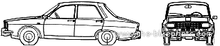 Renault 12 TL (1969) - Рено - чертежи, габариты, рисунки автомобиля