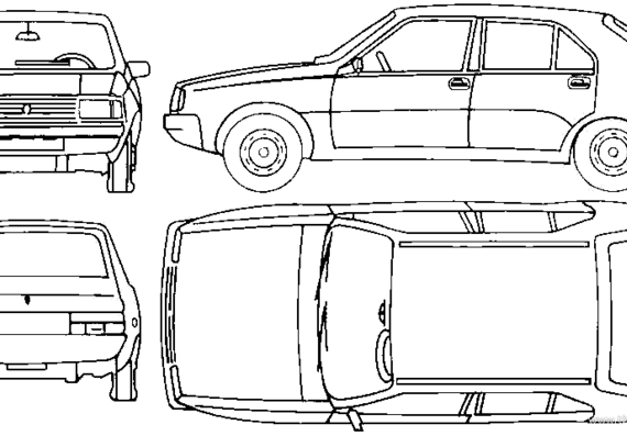 Renault 14 - Рено - чертежи, габариты, рисунки автомобиля