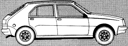 Renault 14 TS (1980) - Рено - чертежи, габариты, рисунки автомобиля