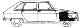 Renault 16 (1971) - Рено - чертежи, габариты, рисунки автомобиля