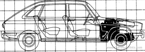 Renault 16 GL (1967) - Рено - чертежи, габариты, рисунки автомобиля