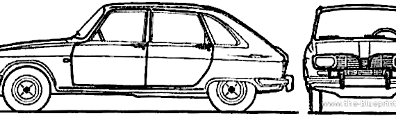 Renault 16 TL (1968) - Рено - чертежи, габариты, рисунки автомобиля