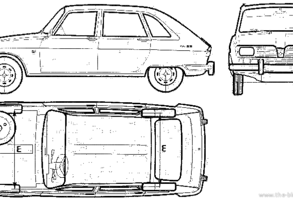 Renault 16 TS - Рено - чертежи, габариты, рисунки автомобиля