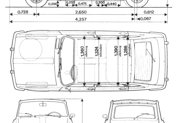 Renault 16 TXA - Рено - чертежи, габариты, рисунки автомобиля