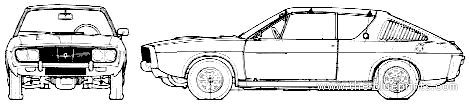 Renault 17 TL (1975) - Рено - чертежи, габариты, рисунки автомобиля