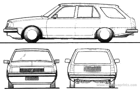 Renault 18 Break (1983) - Рено - чертежи, габариты, рисунки автомобиля