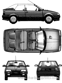 Renault 19 Cabriolet (1991) - Рено - чертежи, габариты, рисунки автомобиля