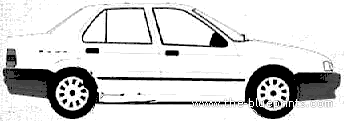 Renault 19 Chamade (1994) - Рено - чертежи, габариты, рисунки автомобиля