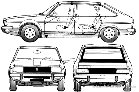 Renault 20TL - Рено - чертежи, габариты, рисунки автомобиля